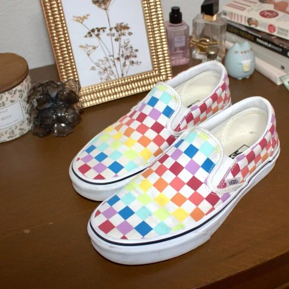 Colorful Checkered Vans slip on - Picture 2 of 6